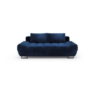 Granatowa 3-osobowa sofa rozkładana z aksamitnym obiciem Windsor & Co Sofas Cirrus