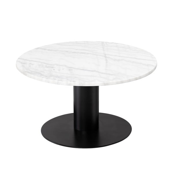 Biały marmurowy stolik z czarną konstrukcją RGE Pepo, ⌀ 85 cm
