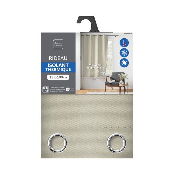 Beżowa zasłona termiczna/częściowo zaciemniająca (dimout) z mikrowłókna 135x180 cm Micropolar – douceur d'intérieur-image-3