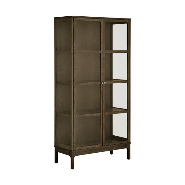 Ciemnobrązowa witryna w dekorze dębu 90x180x40 cm Zamora – House Nordic