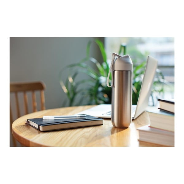 Szaro-biała nerezová butelka na wodęXD Design Neva, 500 ml-image-1