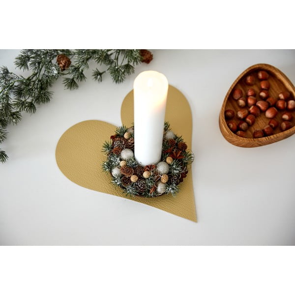 Mata stołowa ze skóry ekologicznej 30x30 cm Heart Hippo – LIND DNA-image-2