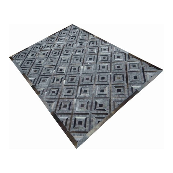 Szary dywan ze skórzanymi elementami Woolie, 240x170 cm