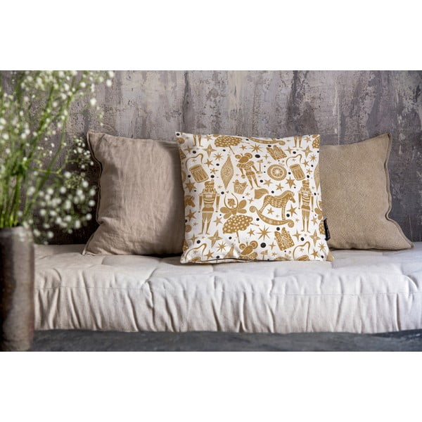 Poszewka na poduszkę ze świątecznym motywem 45x45 cm Golden Nut Cracker – Butter Kings-image-1
