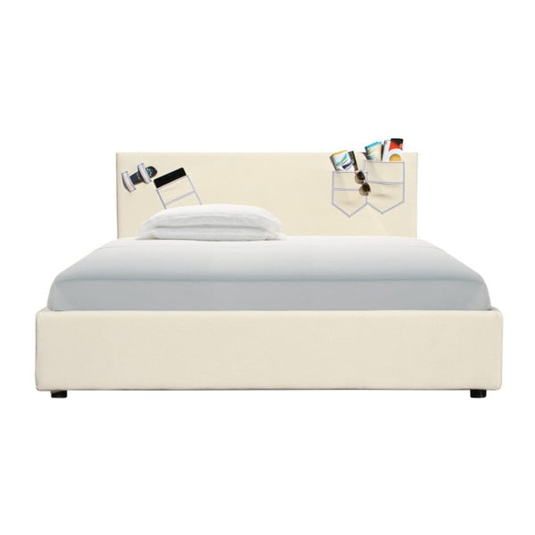 Beżowe łóżko dwuosobowe ze schowkiem 13Casa Task, 160x190 cm