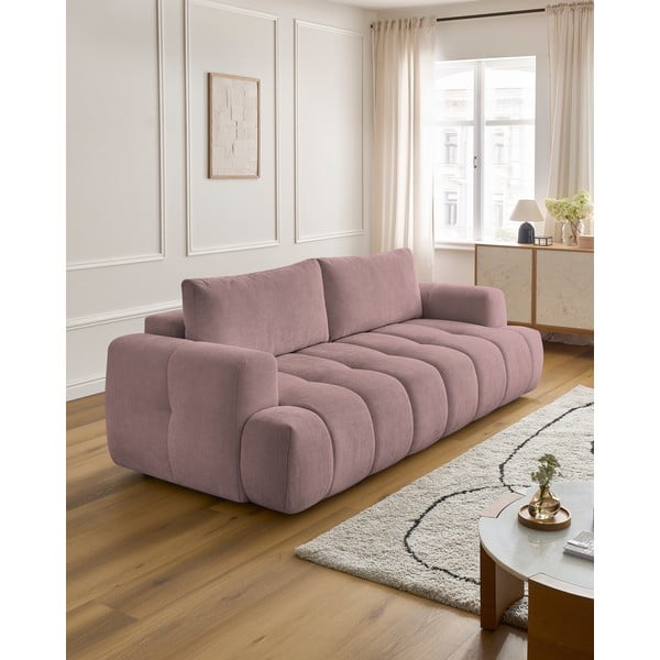 Różowa rozkładana/ze schowkiem sofa 251 cm Fuji – Bobochic Paris-image-1