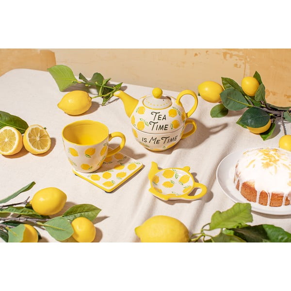Żółto-biały ceramiczny kubek 250 ml Lemon – Sass & Belle-image-1