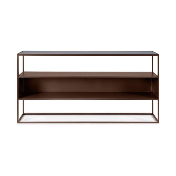 Ciemnobrązowa konsola ze szklanym blatem 30x140 cm Godric – Bizzotto-image-3
