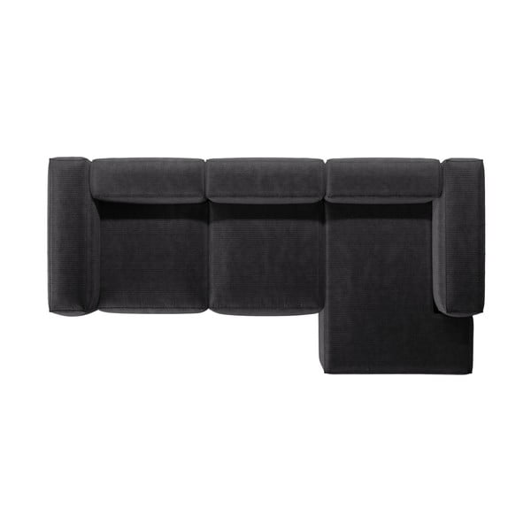 Ciemnoszary sztruksowy narożnik (prawostronny/z szezlongiem) Bergamo – Cosmopolitan Design-image-3