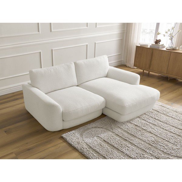 Biały narożnik z materiału bouclé (prawostronny/z szezlongiem) Leonore – Bobochic Paris-image-4