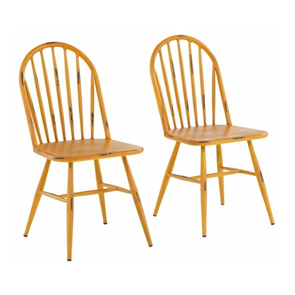 Zestaw 2 żółtych krzeseł bukowych Støraa Alexis