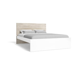 Białe łóżko dwuosobowe w dekorze dębu 160x200 cm Sahara – Marckeric