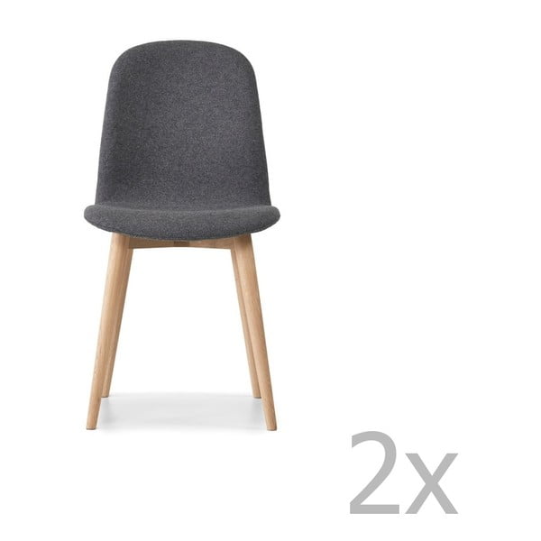 Komplet 2 ciemnoszarych krzeseł z nogami z litego drewna dębowego WOOD AND VISION Basic