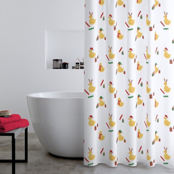 Zasłona prysznicowa 180x180 cm Christmas Quacker – Catherine Lansfield-image-1