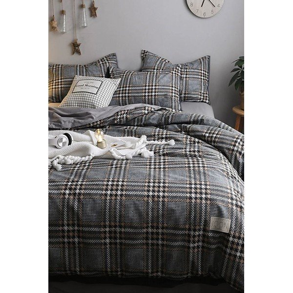 Szara bawełniana pościel jednoosobowa z prześcieradłem 160x220 cm – Mila Home-image-2