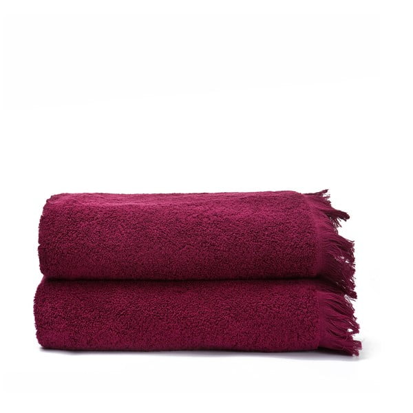 Komplet 2 bordowych ręczników kąpielowych z bawełny Casa Di Bassi Bath, 70x140 cm