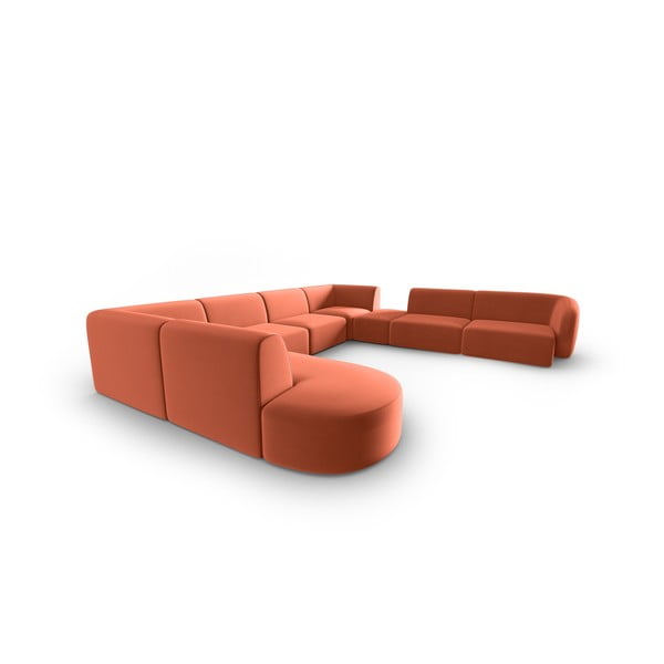 Różowy aksamitny narożnik (prawostronny/w kształcie litery U) Paolo – Milo Casa-image-2