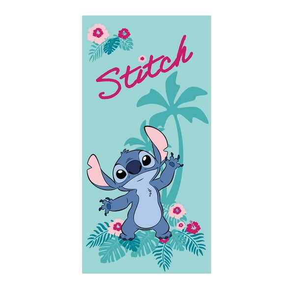 Turkusowy ręcznik dziecięcy z mikrowłókna 70x140 cm Lilo and Stitch "Hawaii" – Jerry Fabrics