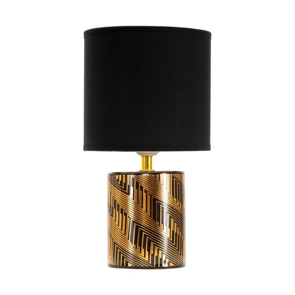 Ceramiczna lampa stołowa w czarno-złotym kolorze z tekstylnym kloszem (wys. 28 cm) Glam Dark – Mauro Ferretti