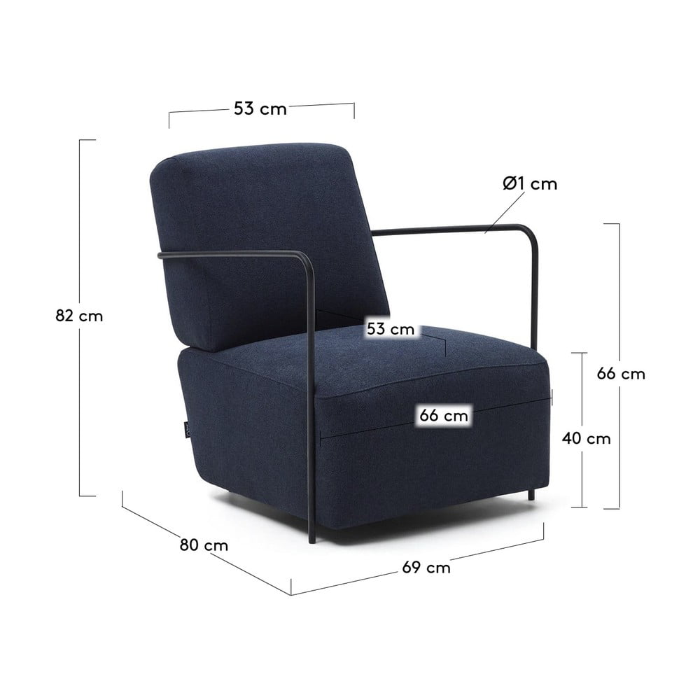 Niebieski fotel Gamer – Kave Home (zdjęcie 9)