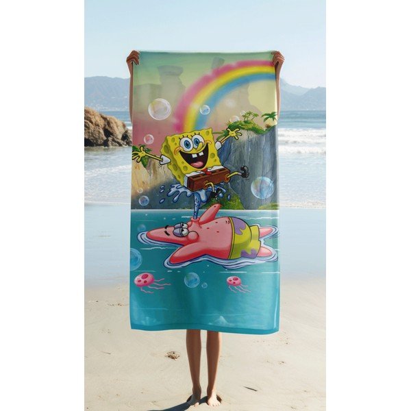 Bawełniany ręcznik dziecięcy 70x140 cm Sponge Bob "Tropical Duo" – Jerry Fabrics-image-1