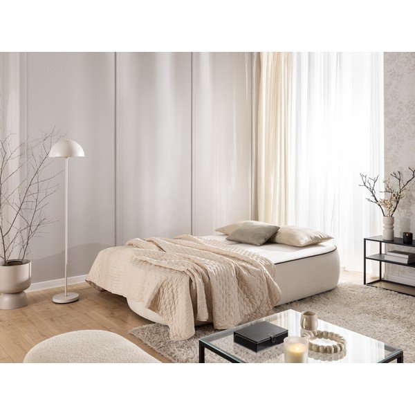 Brązowa/kremowa aksamitna rozkładana/ze schowkiem sofa 210 cm Saga – Ropez-image-2