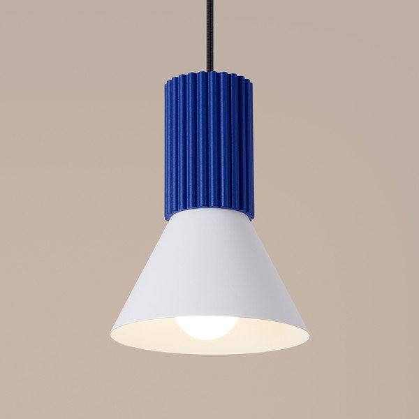 Niebieska metalowa lampa wisząca ø 14 cm Niru – Sollux-image-2