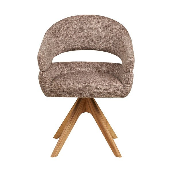 Brązowy tapicerowany fotel jadalniany z podłokietnikami Dover – House Nordic-image-2