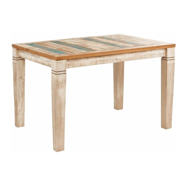 Kremowo-turkusowy stół z litego drewna sosnowego Støraa Marilyn, 90x120 cm