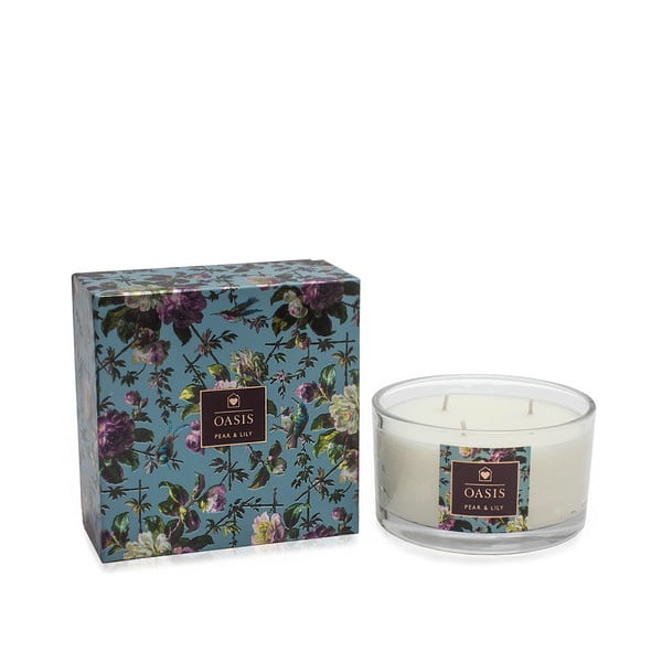 Świeczka z 3 knotami o zapachu gruszki i lilii Bahoma London Oasis Renaissance, 40 h