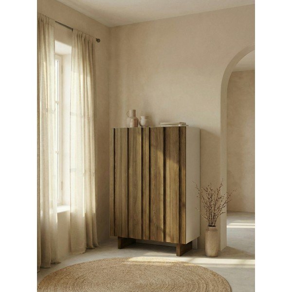 Kremowa/w naturalnym kolorze szafka z litego drewna sosnowego 90x120x43 cm Marlo – Marckeric-image-1