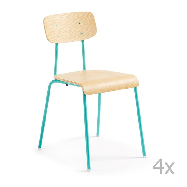 Zestaw 4 krzeseł z turkusowymi nogami La Forma Klee