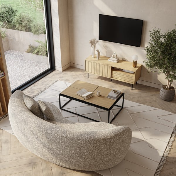 Czarny stolik z blatem w dekorze dębu 75x120 cm Douro – TemaHome-image-1