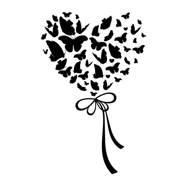Naklejka Ambiance Cloud Of Butterflies In Heart-image-2