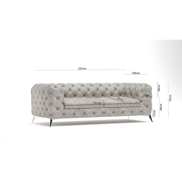 Jasnoszara aksamitna sofa 225 cm Chelsea – Ropez-image-4