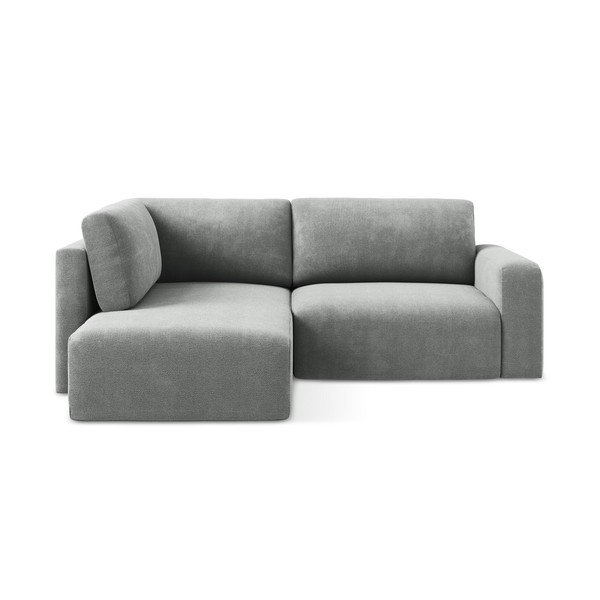 Szary rozkładany/ze schowkiem narożnik z tkaniny szenilowej (lewostronny/w kształcie litery L) Kona – Makamii