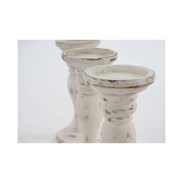 Zestaw 3 świeczników Mendler Shabby White, 24 cm-image-2