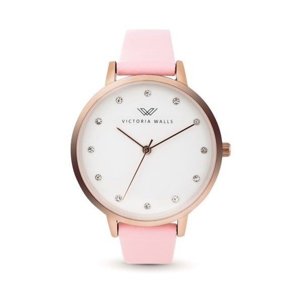 Damski zegarek z różowym skórzanym paskiem Victoria Walls Dusk