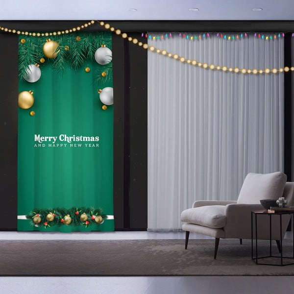 Świąteczna zasłona Green Christmas Deco, 140x260 cm