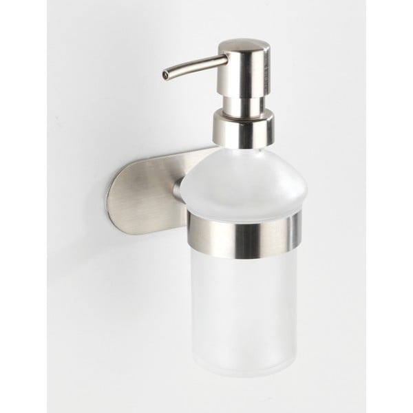 Samoprzylepny szklany dozownik do mydła w kolorze matowego srebra 200 ml Orea – Wenko-image-4