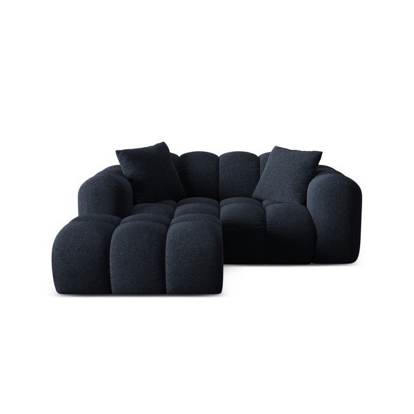 Ciemnoniebieski narożnik z tkaniny szenilowej (lewostronny/z szezlongiem) Treno – Cosmopolitan Design