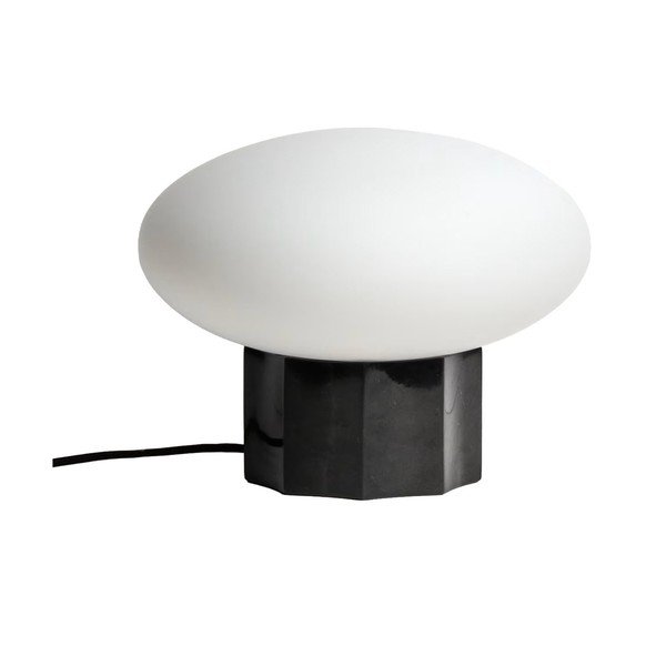 Biała/czarna metalowa lampa stołowa ze szklanym kloszem (wysokość 20 cm) Idela – Kave Home