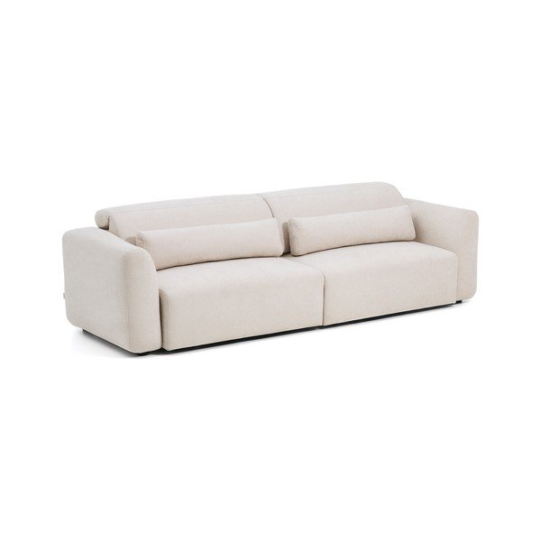 Beżowa częściowo rozkładana/rozkładana sofa z tkaniny szenilowej z szezlongiem 290 cm Lares – Kave Home-image-3