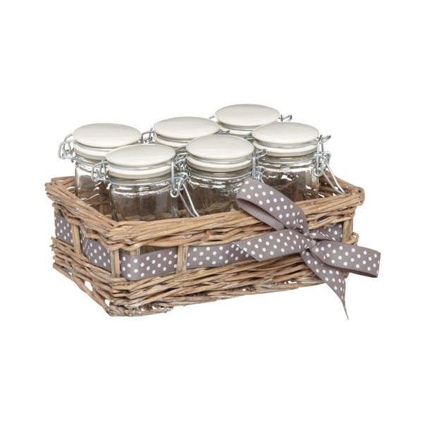 Komplet 6 słoików w koszyku, 70 ml