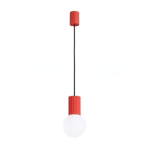 Czerwona lampa wisząca z opalowego szkła ø 12 cm Orbital – Sollux
