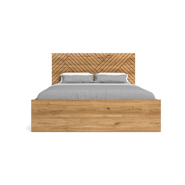 Łóżko dwuosobowe w dekorze dębu 160x200 cm Zebra – Marckeric-image-4