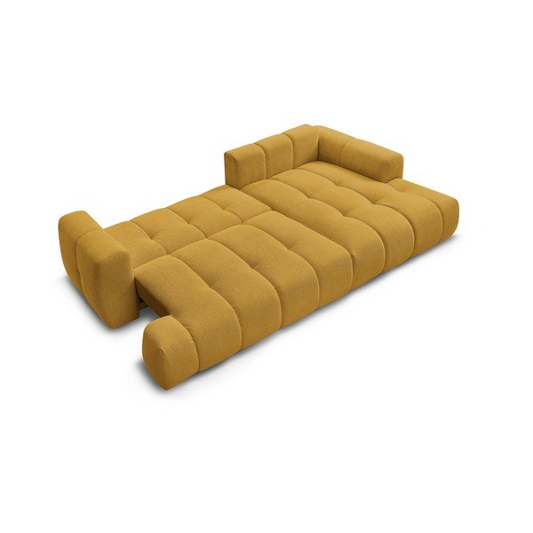 Musztardowy rozkładany/ze schowkiem narożnik (prawostronny/z szezlongiem) Fuji – Bobochic Paris-image-4