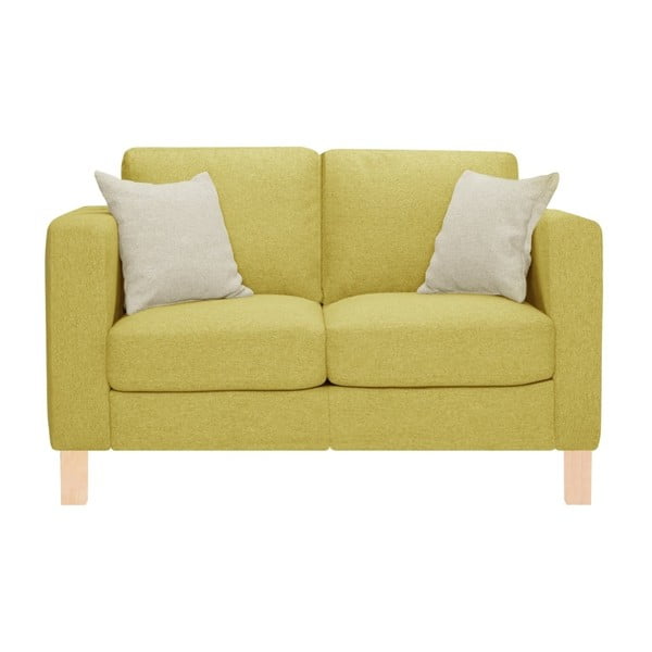 Żółta sofa z 2 kremowymi poduszkami Stella Cadente Maison Canoa