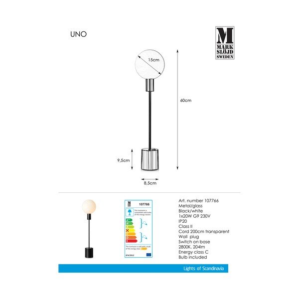 Czarna lampa stołowa Markslöjd Uno Table Black-image-2
