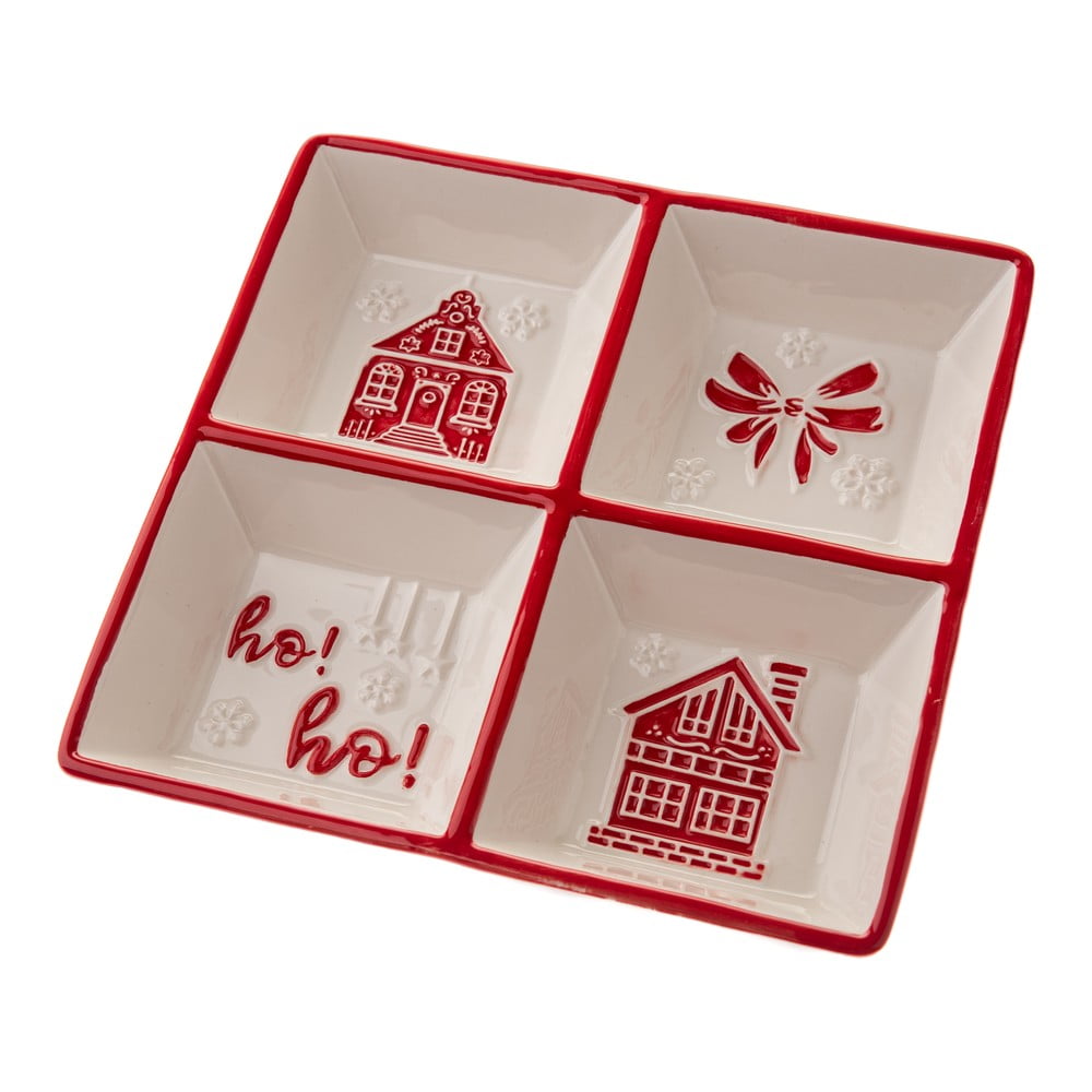 Biała ceramiczna miska do serwowania ze świątecznym motywem Christmas cottage – Dakls
